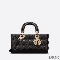 Medium Lady D-Joy Bag Cannage Lambskin Black - Dior Bag Outlet Official