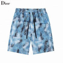 Christian Dior Men Drawstring Causal Shorts Dior Print Gym Shorts Light Blue