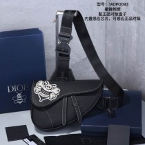 Dior And Shawn Saddle Bag Grained Calfskin Black