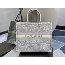 Dior Book Tote Gray Toile de Jouy Embroidery