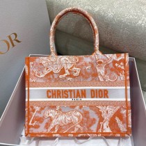 Dior Book Tote Orange Toile de Jouy Reverse Embroidery