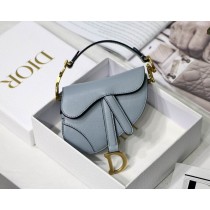 Dior Mini Saddle Bag with Strap Smoke Grained Calfskin