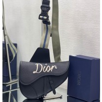 Dior Saddle Bag Dior Embossed Grained Calfskin Black