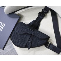Dior Saddle Bag with Strap Black Dior Oblique Jacquard