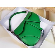 Dior Saddle Bag With Strap Grained Calfskin Green