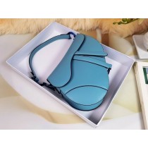 Dior Saddle Bag With Strap Grained Calfskin Light Blue