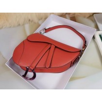 Dior Saddle Bag With Strap Grained Calfskin Red