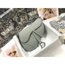 Dior Saddle Bag with Strap Stone Gray Grained Calfskin