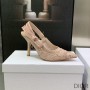 J'Adior Slingback Pumps Women D-Lace Macrame Motif Mesh Cherry - Dior Bag Outlet Official