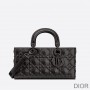 Medium Lady D-Joy Bag Ultramatte Cannage Calfskin with Diamond Motif Black - Dior Bag Outlet Official