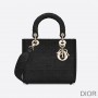 Medium Lady D-lite Bag Cannage Motif Canvas Black - Dior Bag Outlet Official