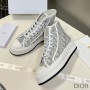 Walk'n'Dior High-Top Platform Sneakers Women Oblique Motif Canvas Grey - Dior Bag Outlet Official